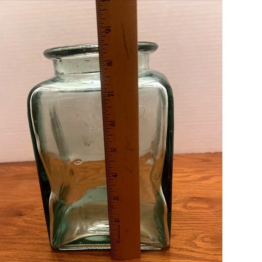 Vintage Green Glass Apothecary Jar 9